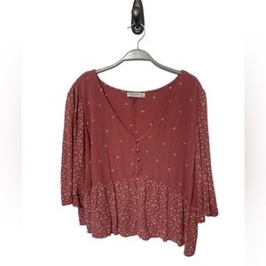 Set of Two Arizona Floral Black and Pink Babydoll Crop Top Size XL